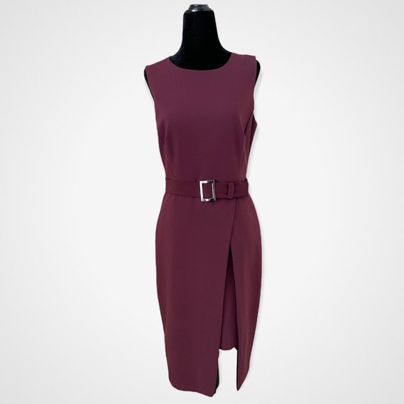 Cutaway Belted Sheath Dress by White House Black Market: size 6 - Picture 4 of 11